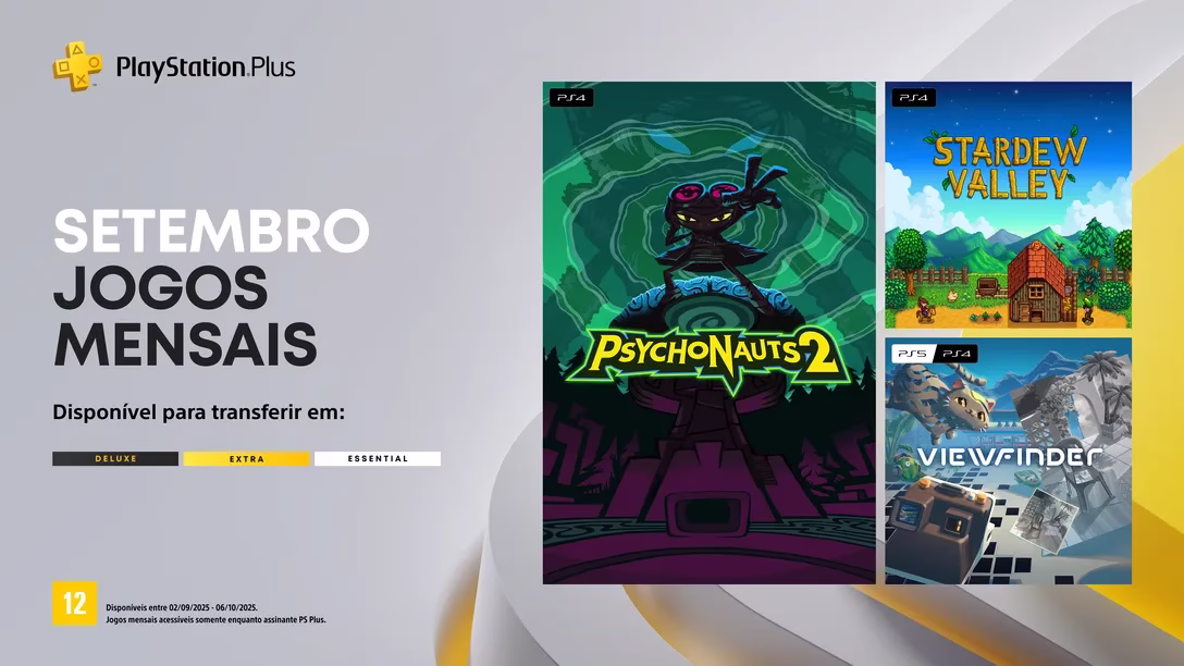 PlayStation Plus: Jogos de Setembro Incluem Psychonauts 2, Stardew Valley e Viewfinder!